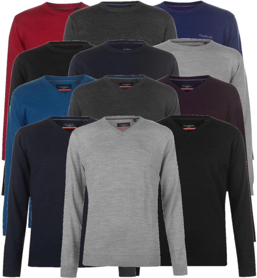 ✅ PIERRE CARDIN Herren Strick Pullover Hemdkragen S M L XL XXL 3 4XL Dunkelblau